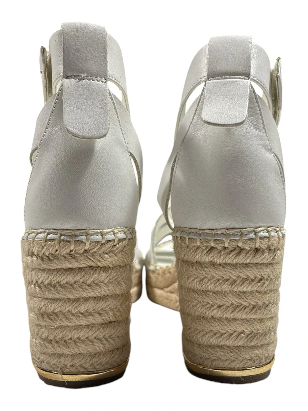 Franco Sarto White Espadrille Ankle-Wrap Wedge Sandals